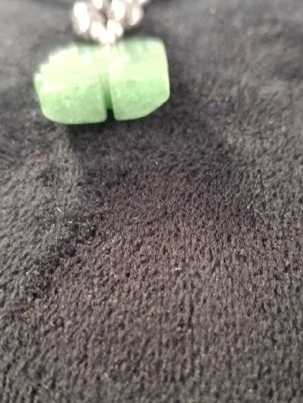 Carved Green Elephant Pendant on Dark Beaded Necklace - Picture 5 of 5